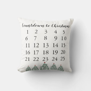 Countdown to Christmas Tree Illustration Holiday Cushion