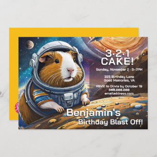 Countdown to Guinea Pigs in Space Birthday Invitation