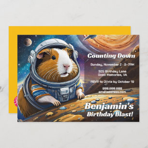 Countdown to Guinea Pigs in Space Birthday Invitation