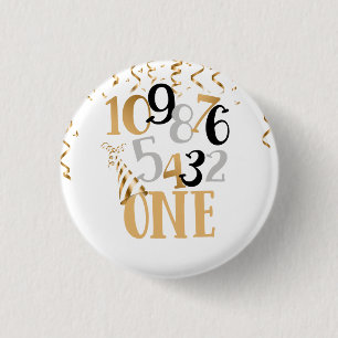 Countdown To One Birthday Button-New Years Eve 3 Cm Round Badge