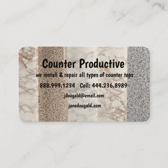 Counter Top Install & Repair Business Card (Front)