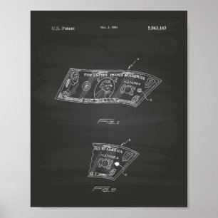 Counterfeit Currency 1991 Patent Art Chalkboard Poster