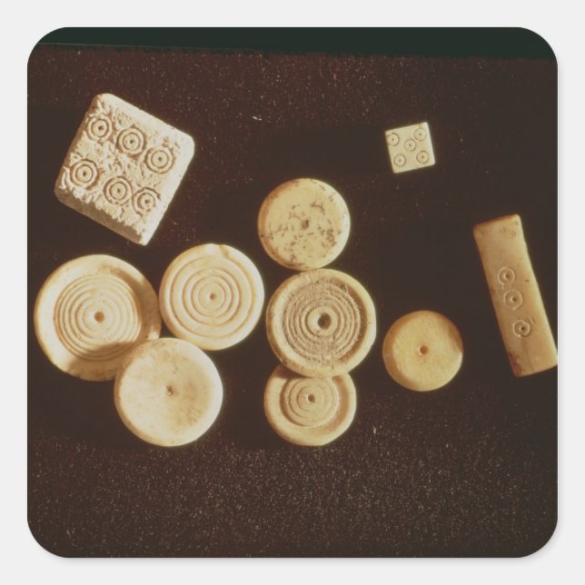Counters and dice, Gallo-Roman Square Sticker (Front)
