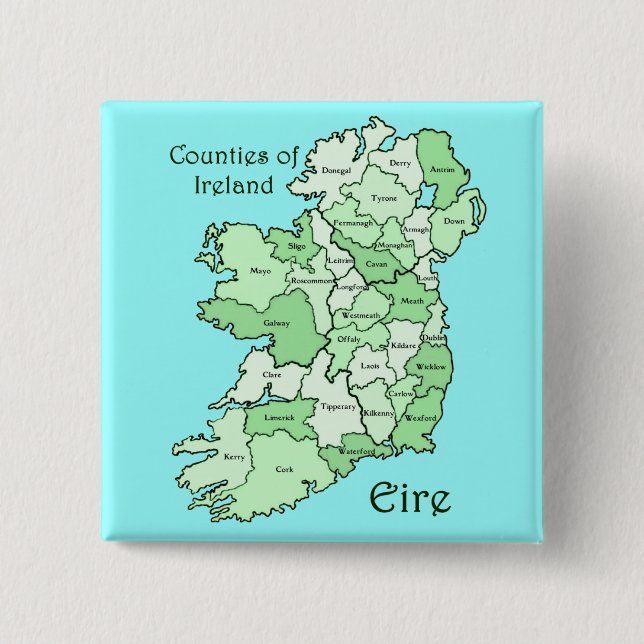 Counties of Ireland Map 15 Cm Square Badge (Front)