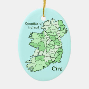 Counties of Ireland Map Ceramic Ornament