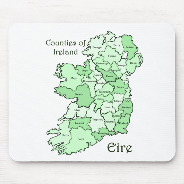 Counties of Ireland Map Mouse Pad (Front)