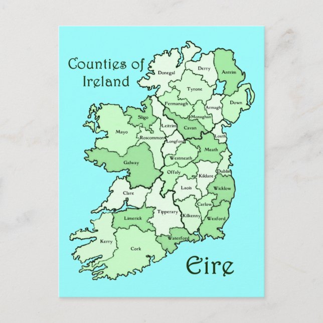 Counties of Ireland Map Postcard (Front)