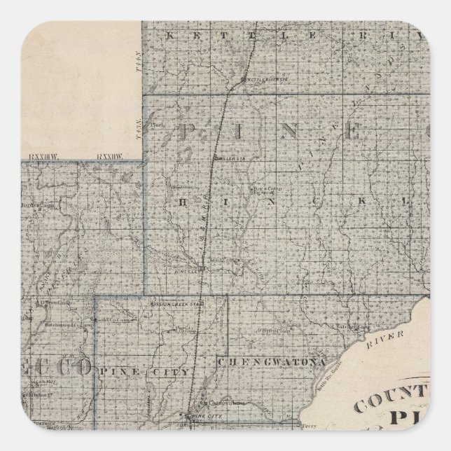 Counties of Pine, Kanabec, Minnesota Square Sticker (Front)