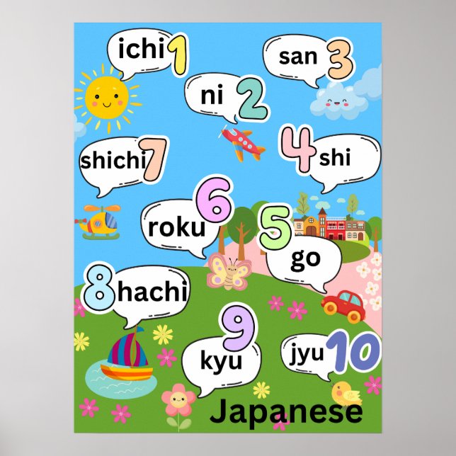 Counting 1 to 10 in Japanese Poster (Front)