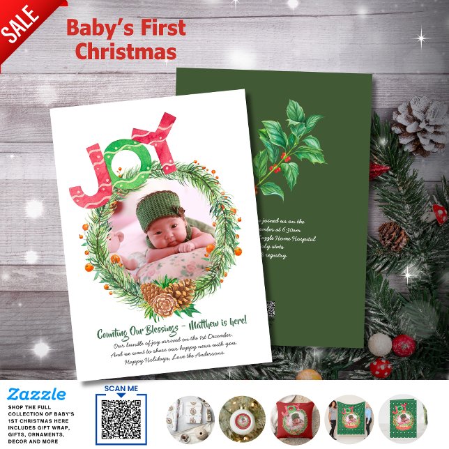 Counting Blessings Birth Announcement Christmas (Creator Uploaded)