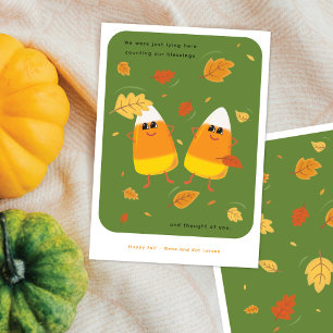 Counting Blessings   Cute Green Candy Corn Fall Holiday Card
