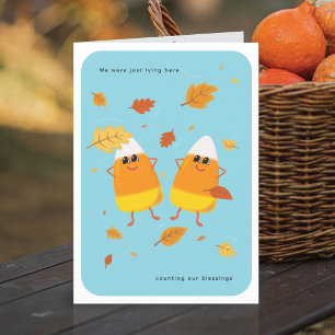 Counting Blessings   Sky Blue Candy Corn Fall Holiday Card