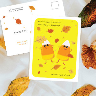 Counting Blessings Yellow Candy Corn Fall Holiday Postcard