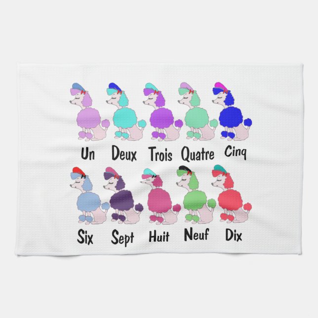 Counting French Poodle Tea Towel (Horizontal)