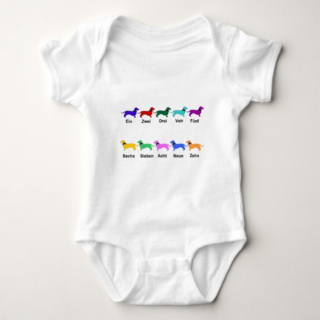Counting German Dachshunds Baby Bodysuit (Front)