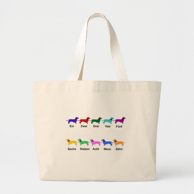 Counting German Dachshunds Large Tote Bag (Front)