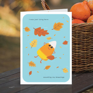 Counting My Blessings   Sky Blue Candy Corn Fall Holiday Card