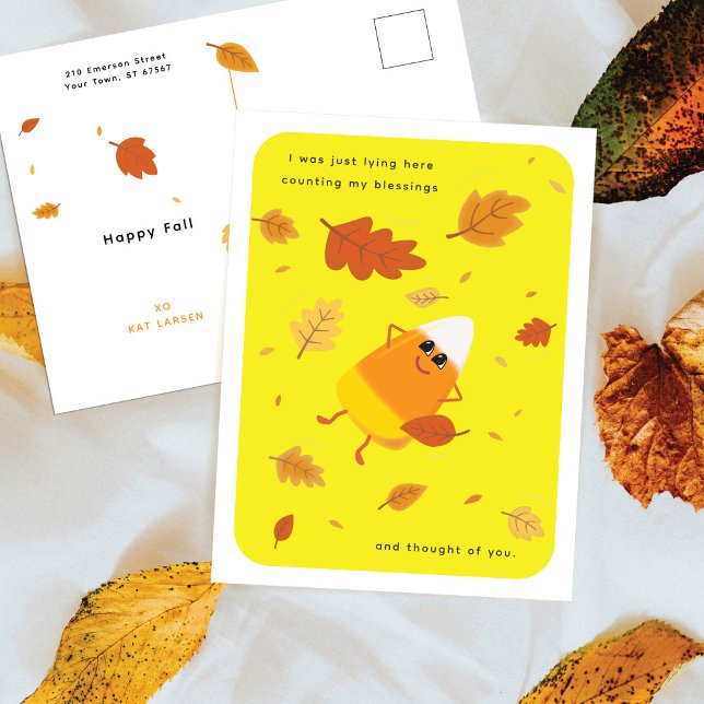 Counting My Blessings | Yellow Candy Corn Fall Holiday Postcard (Creator Uploaded)