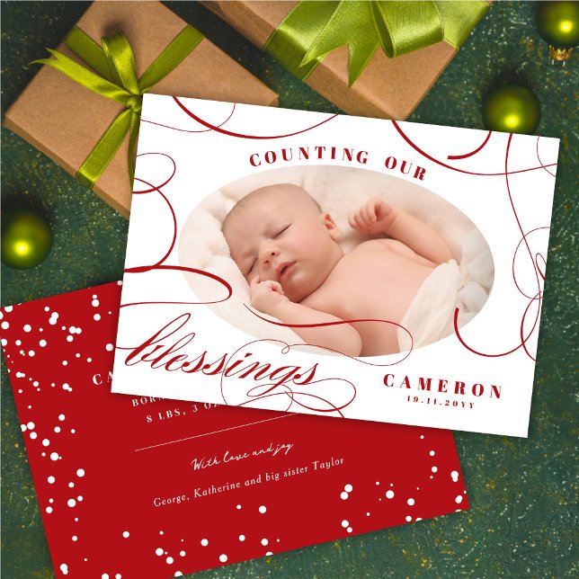 Counting Our Blessings Holiday Birth Announcement (Creator Uploaded)
