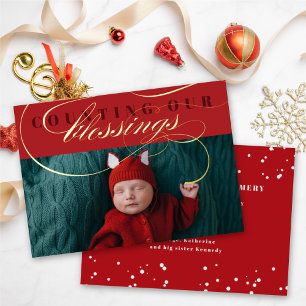 Counting Our Blessings Photo Birth Announcement