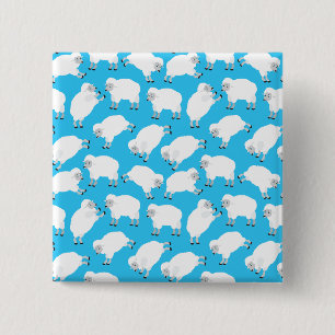 Counting Sheep Blue Nursery Pattern 15 Cm Square Badge