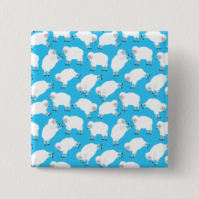 Counting Sheep Blue Nursery Pattern 15 Cm Square Badge (Front)