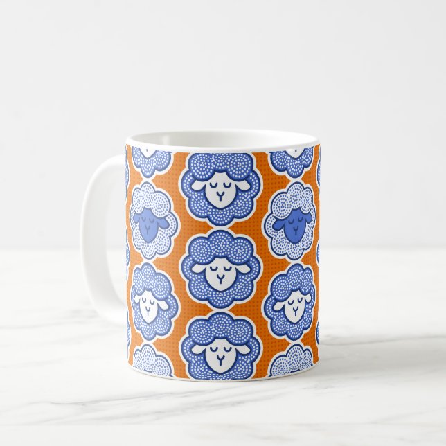 Counting sheep - blue & orange coffee mug (Front Left)
