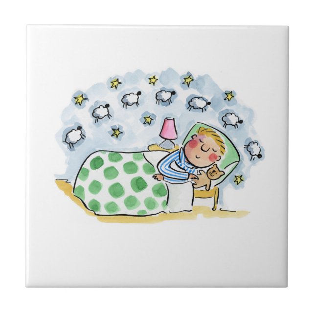 Counting Sheep Ceramic Tile (Front)