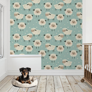 Counting Sheep Nursery Child's room Wallpaper