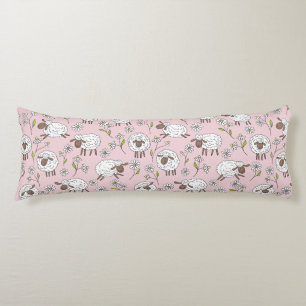 Counting sheep on cotton candy pink body cushion
