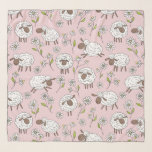Counting sheep on cotton candy pink scarf<br><div class="desc">Hand-painted cute doodle sheeps and daisies</div>