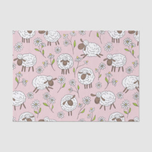 Counting sheep on cotton candy pink tissue paper