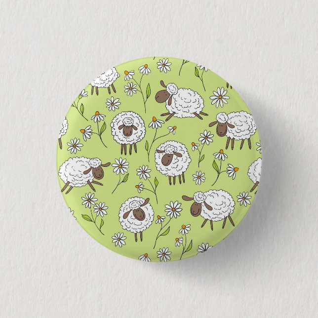 Counting sheep on honney dew green 3 cm round badge (Front)