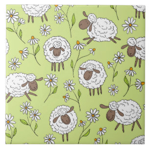 Counting sheep on honney dew green ceramic tile