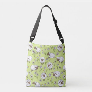 Counting sheep on honney dew green crossbody bag