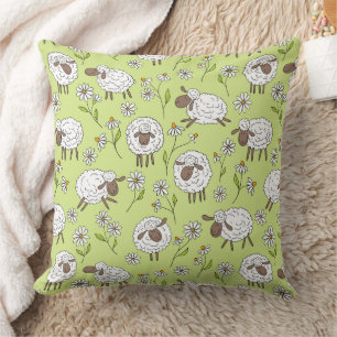 Counting sheep on honney dew green cushion