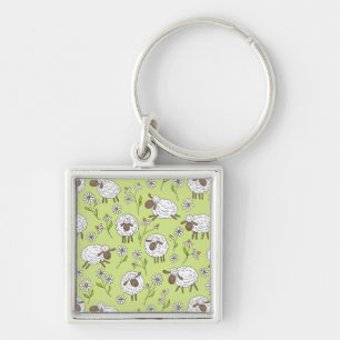 Counting sheep on honney dew green key ring