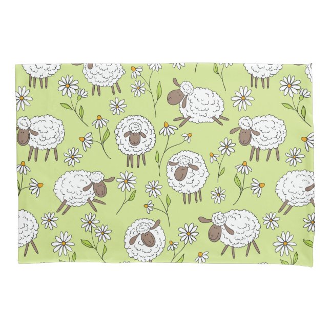 Counting sheep on honney dew green pillowcase (Front-Left)