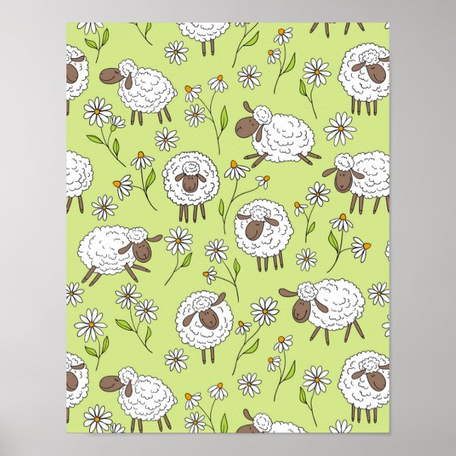 Counting sheep on honney dew green poster (Front)