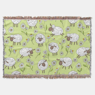 Counting sheep on honney dew green throw blanket