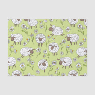 Counting sheep on honney dew green tissue paper