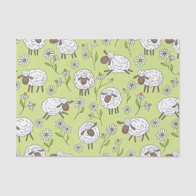 Counting sheep on honney dew green tissue paper (Front)