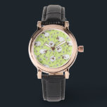 Counting sheep on honney dew green watch<br><div class="desc">Hand-painted cute doodle sheep and daisies</div>