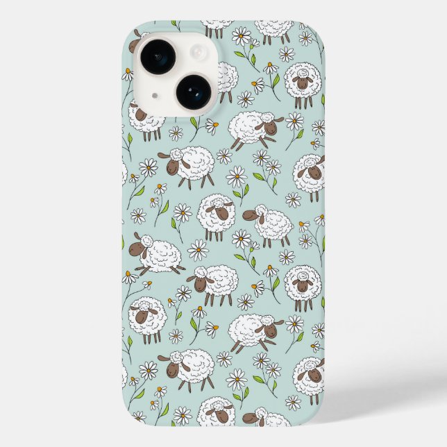 Counting sheep on sea glass blue Case-Mate iPhone case (Back)