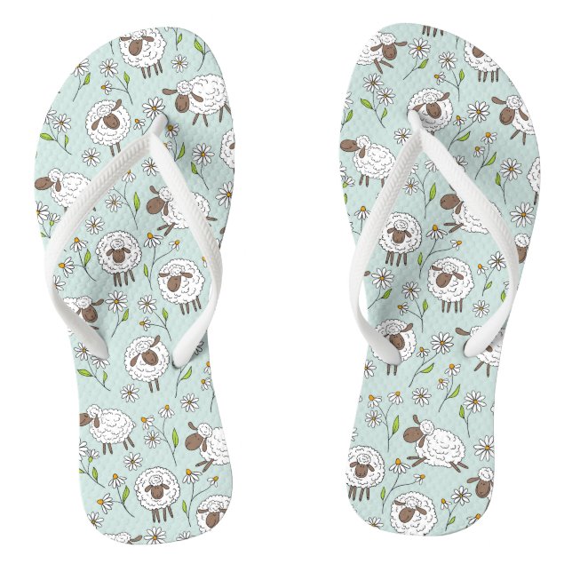 Counting sheep on sea glass blue thongs (Footbed)