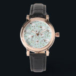 Counting sheep on sea glass blue watch<br><div class="desc">Hand-painted cute doodle sheeps and daisies</div>