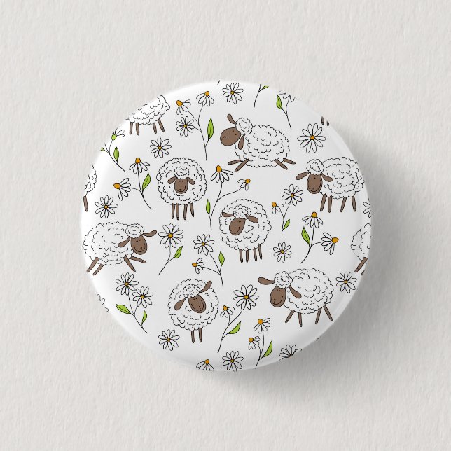 Counting sheep on white 3 cm round badge (Front)