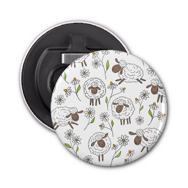 Counting sheep on white bottle opener (Front)