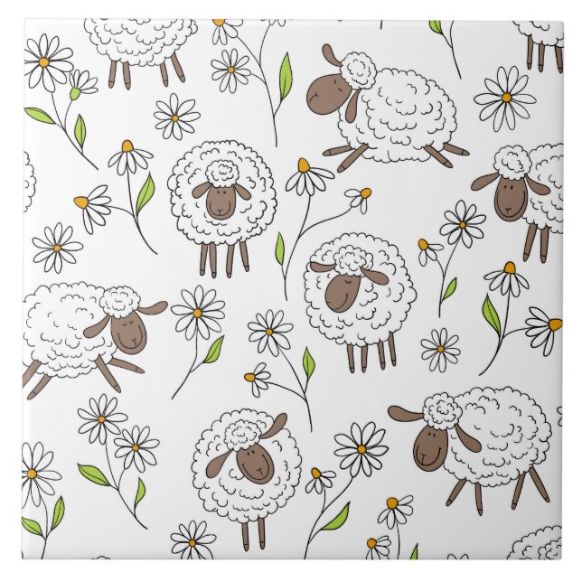 Counting sheep on white ceramic tile (Front)