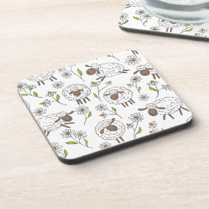 Counting sheep on white coaster
